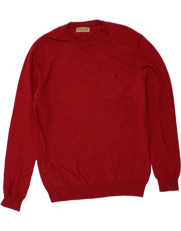 MARLBORO CLASSICS Mens Crew Neck Jumper Sweater XL Red Flecked Polyamide Denim Fabric Leather Fabric Suede Fabric