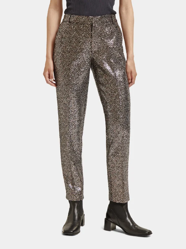 Lowry mid-rise pants in mixed sequins Stylish Slim Trousers