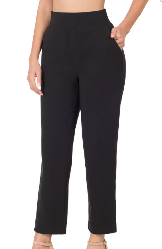 Stretch Pull-On  Dress Pants - Black Wide-Legged Palazzos