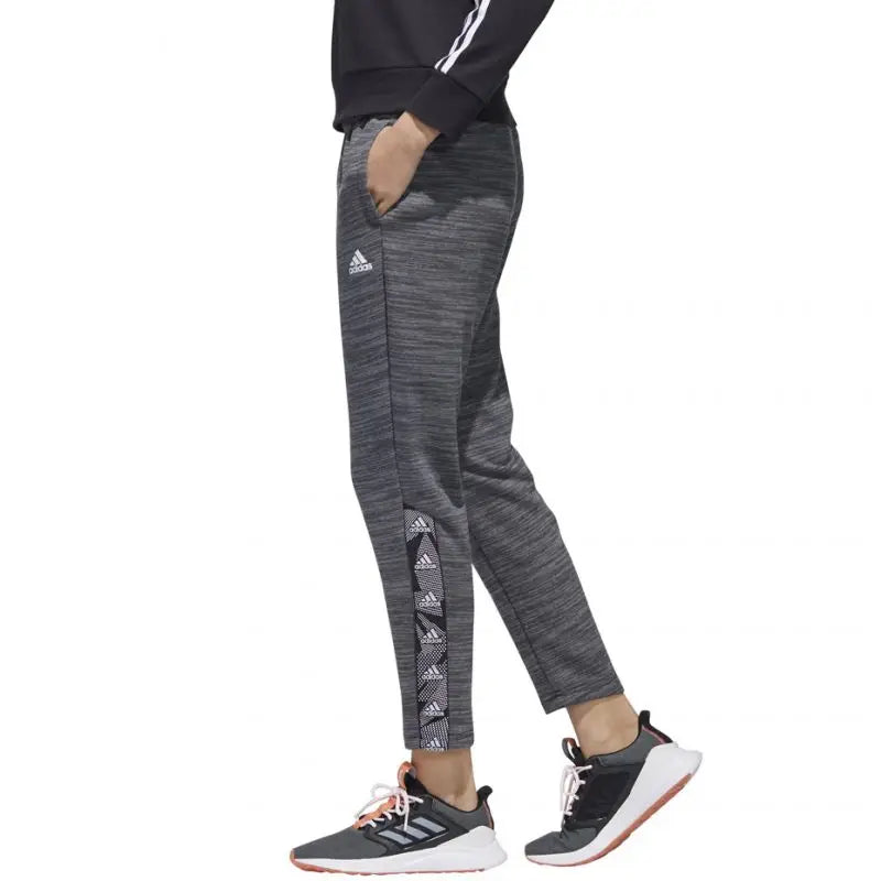 Adidas Women's Gray Essentials 7/8 Tapered Pants with Adjustable Waistband and Side Pockets Classic Straight-Leg Pants