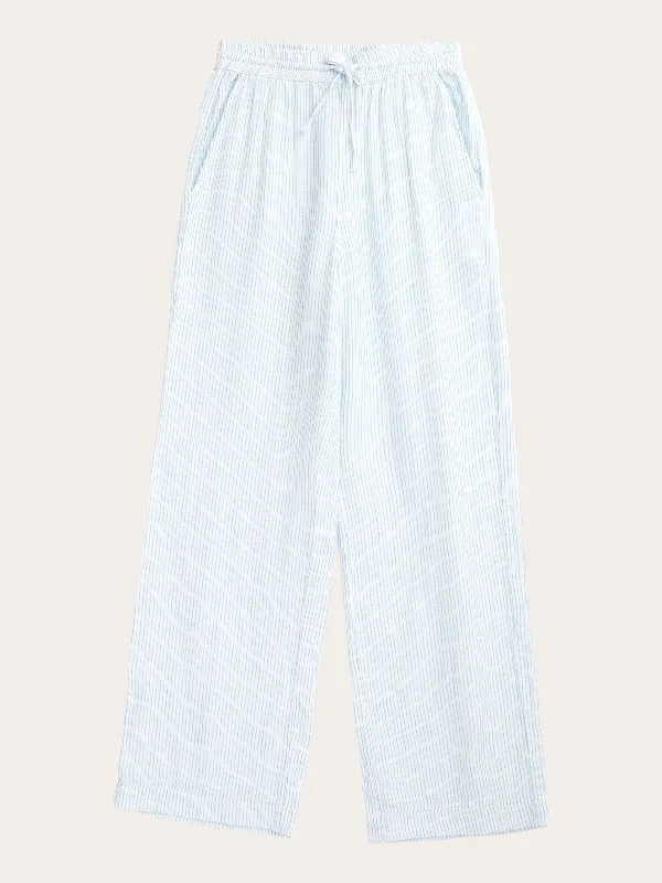 POSEY wide mid-rise double faced stripe pants - GOTS/Vegan - Blue stripe Comfy Athletic Pants