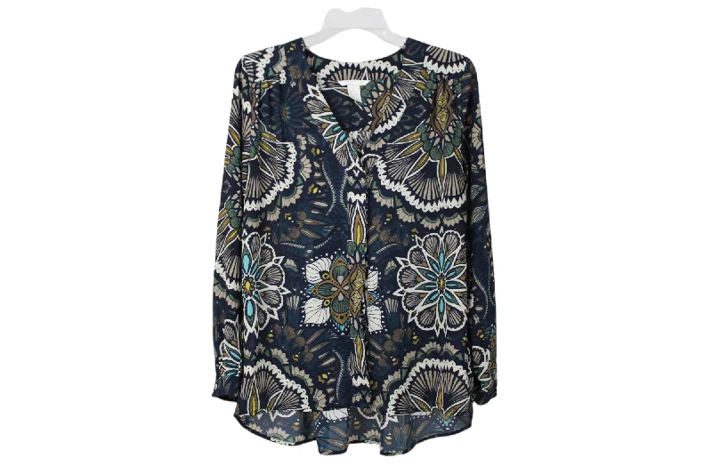 H&M Blue Pattern Blouse | 6 Silky Tunic Blouse