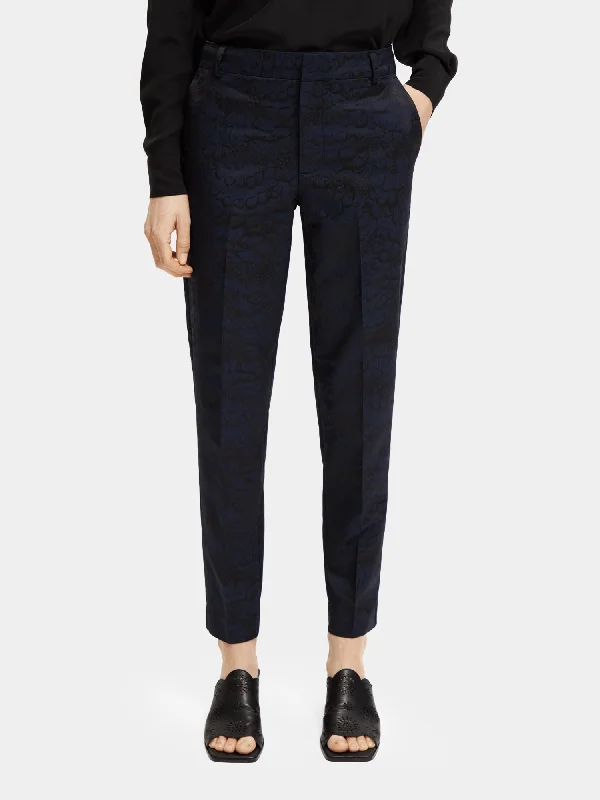 Lowry mid-rise slim-fit jacquard pants Chic Wool Trousers