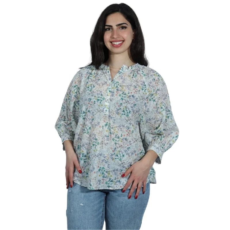 A.N.A - All Over Floral Blouse Satin Drape Blouse