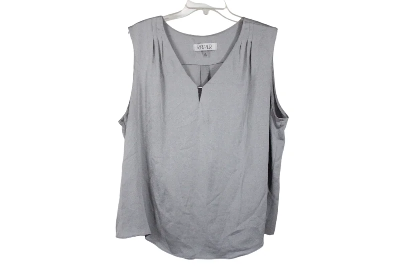 Kasper Silver Blouse | XL Slim Fit Blouse