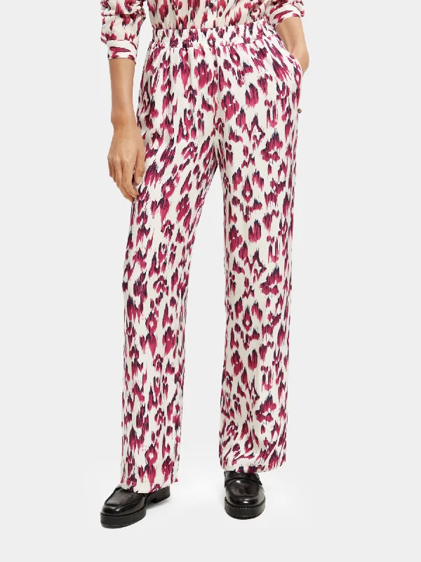 Gia mid-rise wide-leg printed elasticated pants Wide-Legged Palazzos