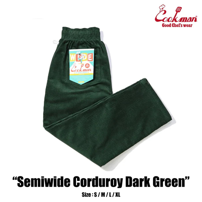 Cookman Chef Pants Semiwide Corduroy Dark Green Casual Lounge Pants