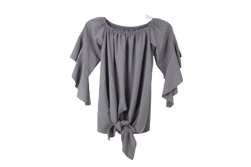 Gray Off The Shoulder Blouse | S Feminine Pastel Blouse