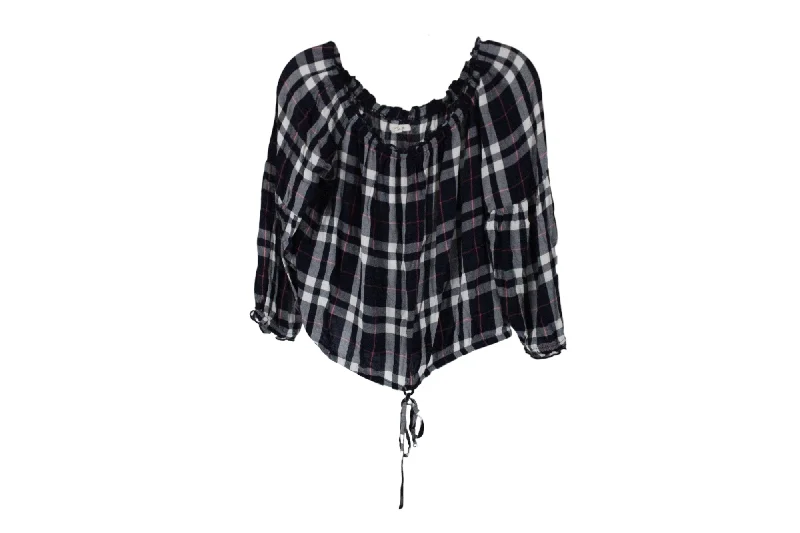 Maurices Blue Plaid Blouse | M Sweetheart Neck Blouse