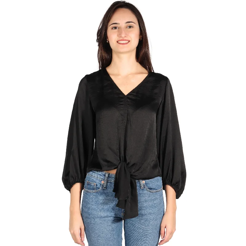 VINCE CAMUTO - Satin Tie Hem Blouse Satin Drape Blouse