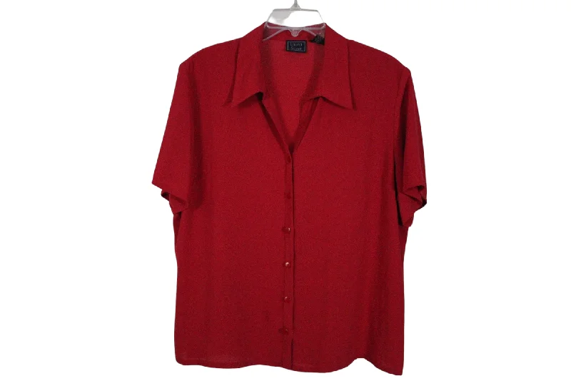 Laura Scott Red Blouse | 16 Elegant Semi-Sheer Blouse