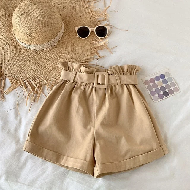 Women High Waist Shorts | Korean Style Short | Cotton Short | Casual Shorts | Street Style Short | Short Pant with Belt | Solid Color Shorts Comfortable Denim Trousers