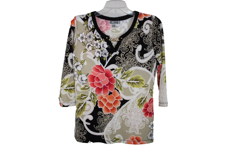 JM Collection Floral Blouse | P Casual Button Blouse