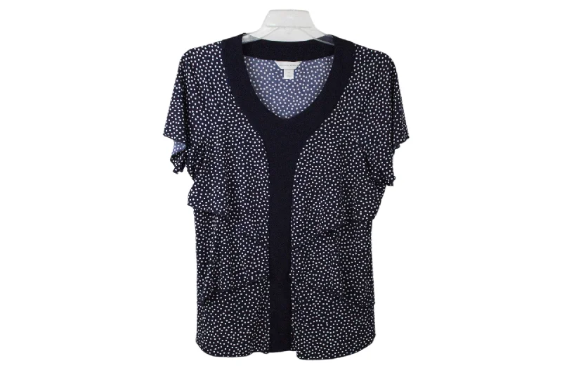 Christopher & Banks Blue Polka Dot Blouse | XL Textured Cotton Blouse