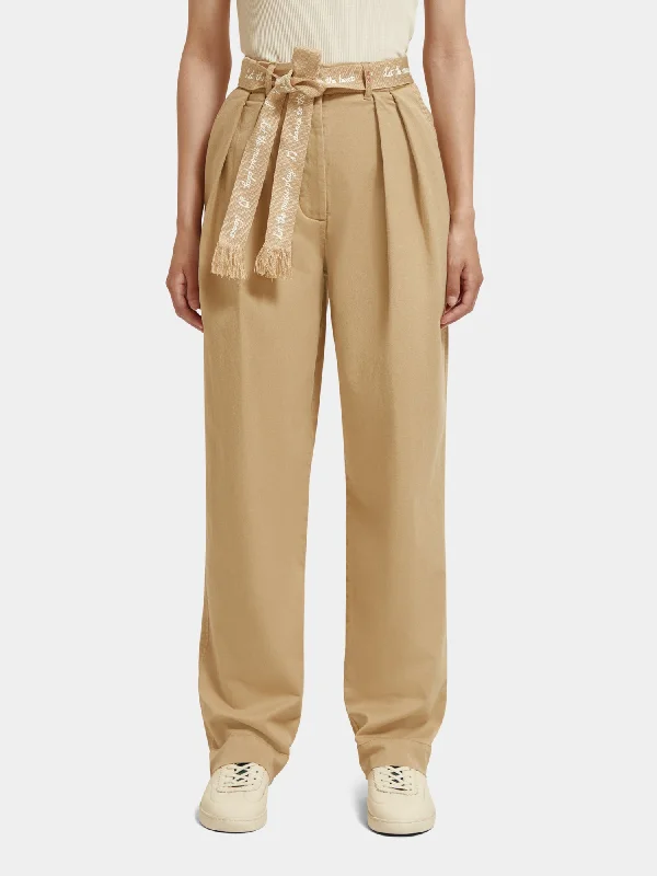 Faye high-rise tapered paper bag pants Formal Stretch Pants