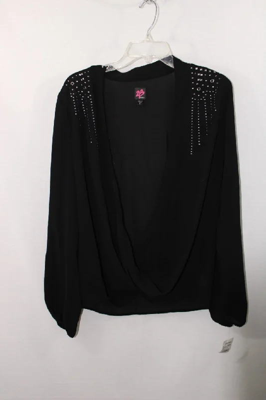 2B Bebe Black Studded Blouse | M Sheer Mesh Blouse