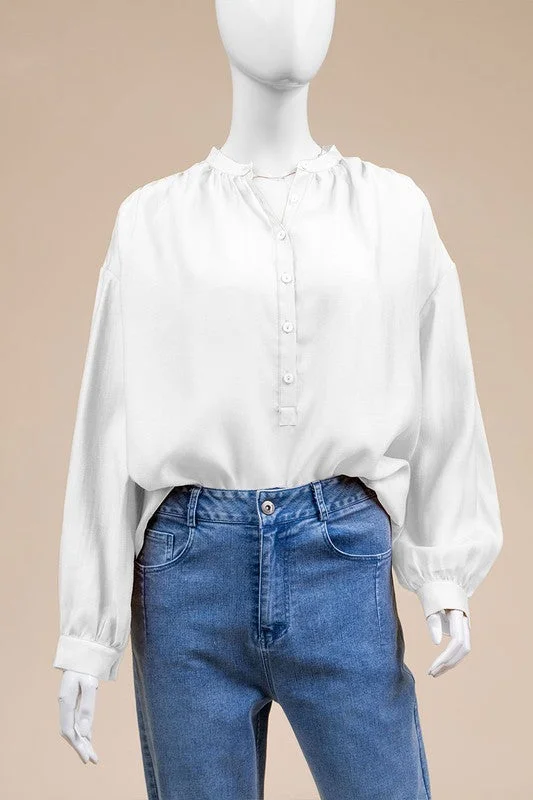 Basically Chic LS Blouse -white Elegant Lace Blouse