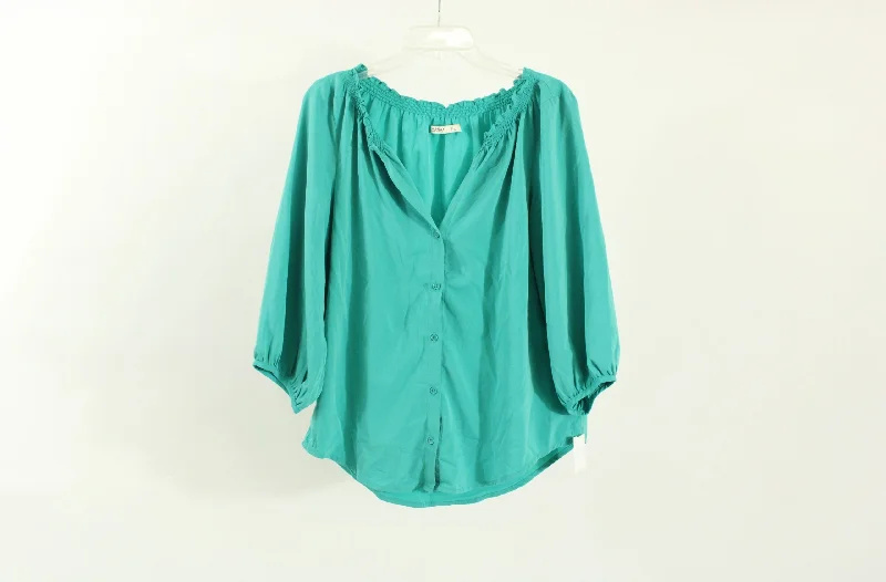 Old Navy Blue Blouse | Size L Puff Sleeve Blouse