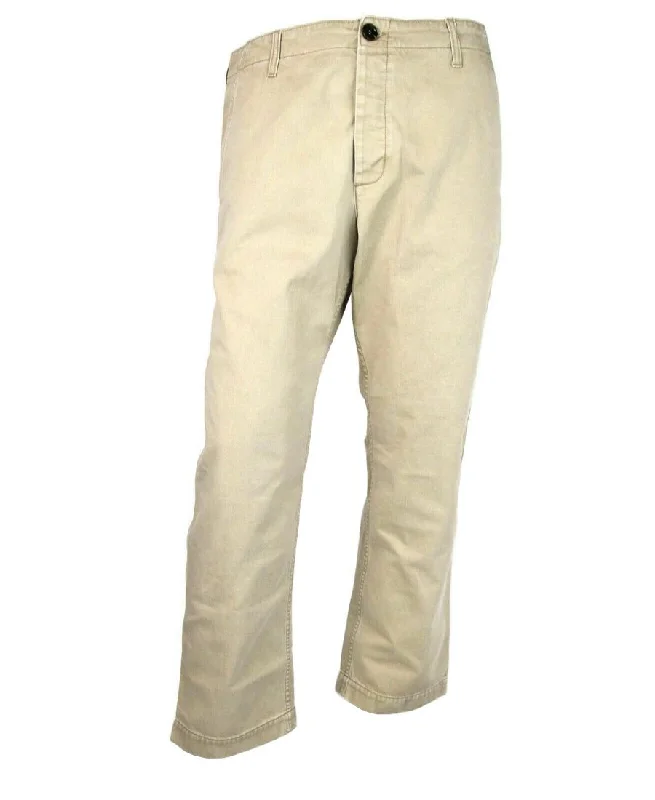 Light Brown Washed Cotton Pant Gucci Print Cozy Fitted Pants