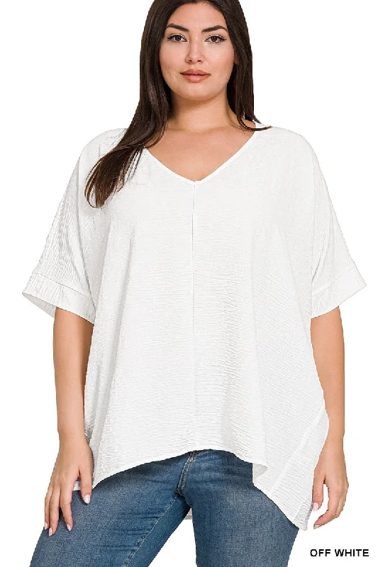 Curvy Gal Airflow Dolman Blouse - Off White Flowy Bohemian Blouse