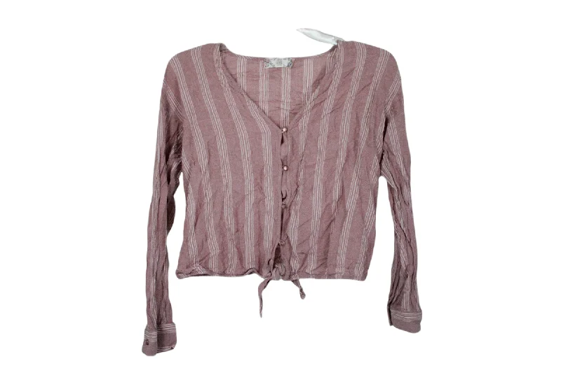 Pink Rose Striped Blouse | S Versatile Layering Blouse