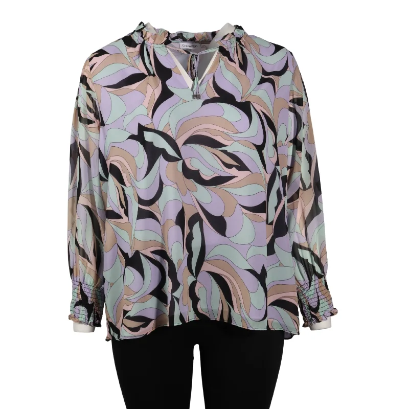 CALVIN KLEIN - Pull Over Blouse Printed Elegant Lace Blouse