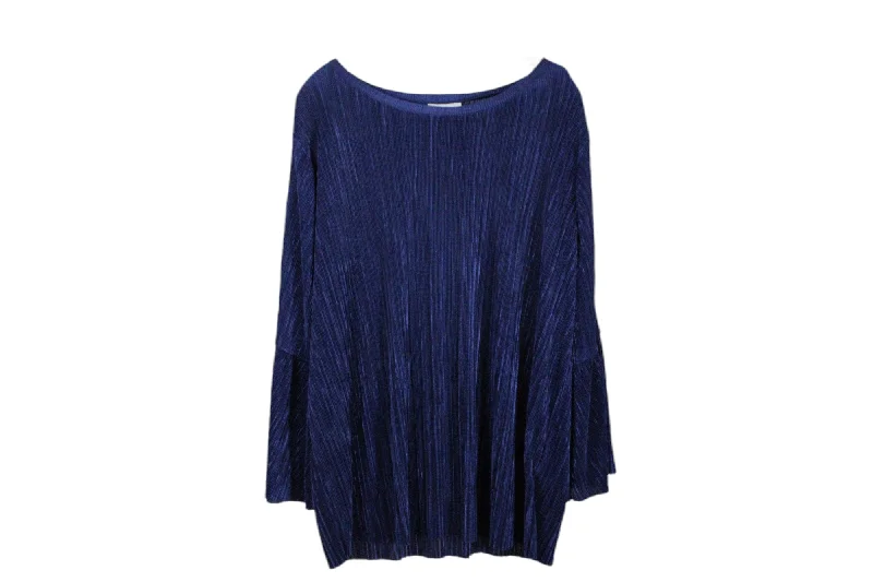 Jaclyn Smith Blue Pleated Blouse | 1X Elegant Peplum Blouse