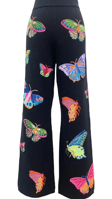 Black Big Butterfly Pants | Queen of Sparkles Fashionable Work Pants