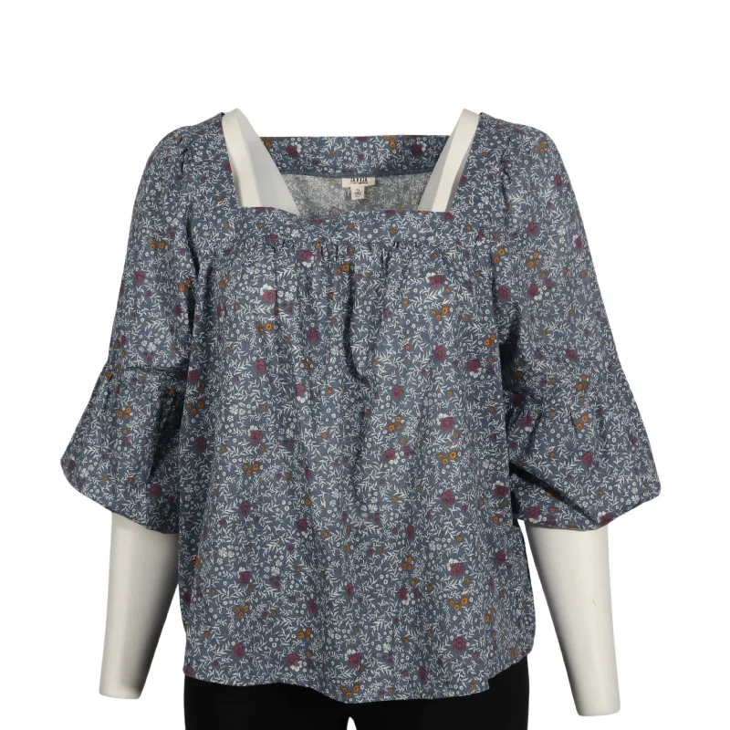 A.N.A - Floral Peasant Blouse with Bell Sleeves Elegant Embroidery Blouse