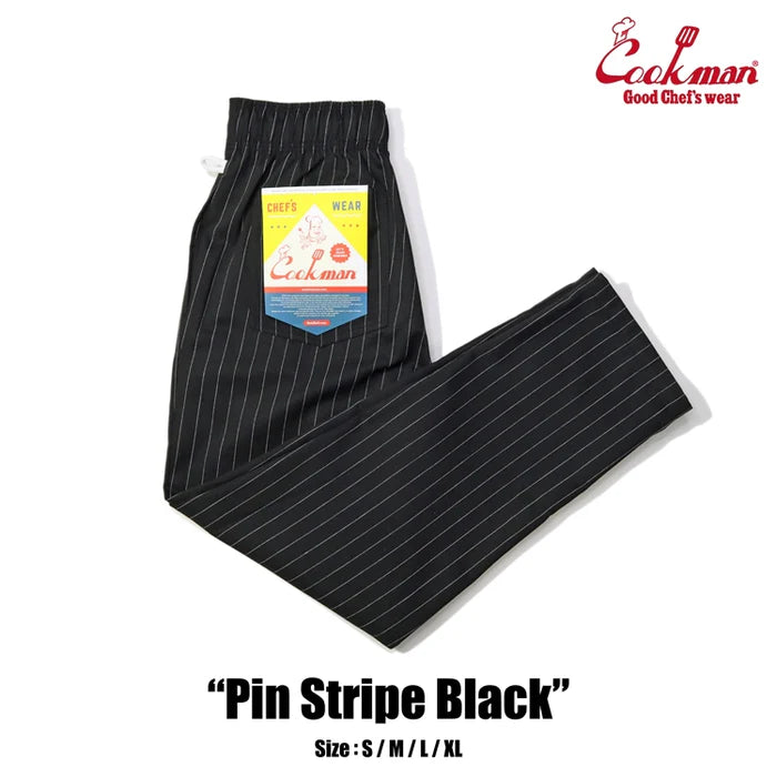 Cookman Chef Pants Pin Stripe Black Warm Wool Trousers