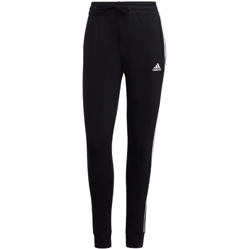 Adidas Essentials 3-Stripes Women's Fleece Pants with Tapered Legs and Adjustable Waist in Black Modern Bootcut Pants