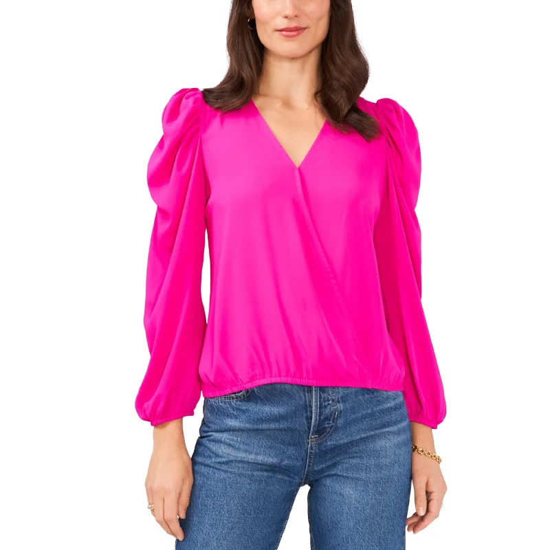 SAM AND JESS - Pouf Sleeve Surplice Neckline Wear Blouse Sweetheart Neck Blouse