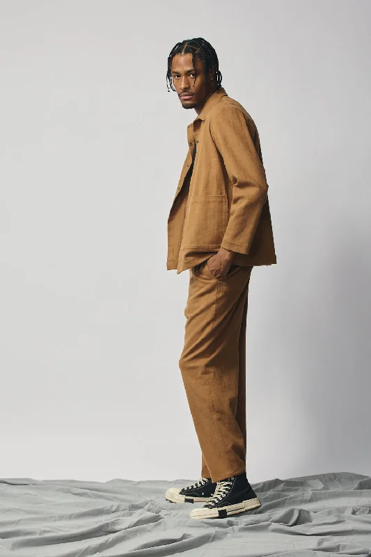 Gender-Neutral Column Pant (Camel) Comfy Zip-Up Pants