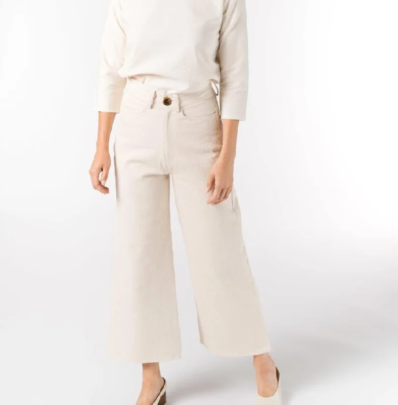 High Rise Pants (Bone) Trendy High-Waist Trousers