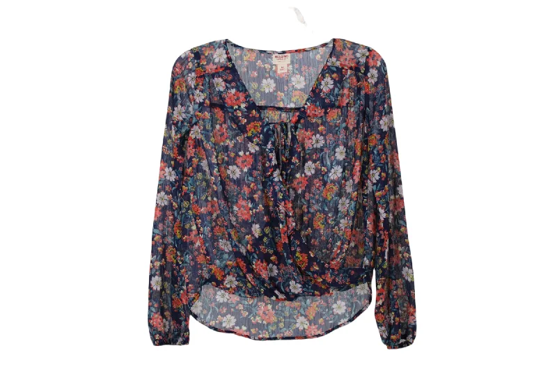 Mossimo Supply Co. Blue Floral Blouse | XS Sleeveless Chiffon Blouse