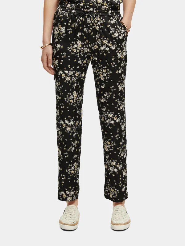 Nina mid-rise tapered printed silky pants Casual Yoga Pants