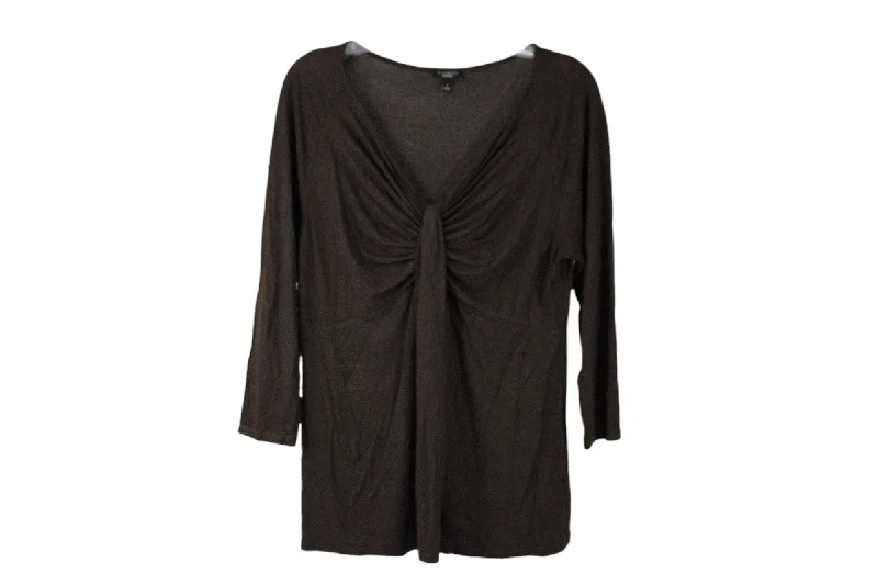 Talbots Brown Blouse | S Satin Drape Blouse