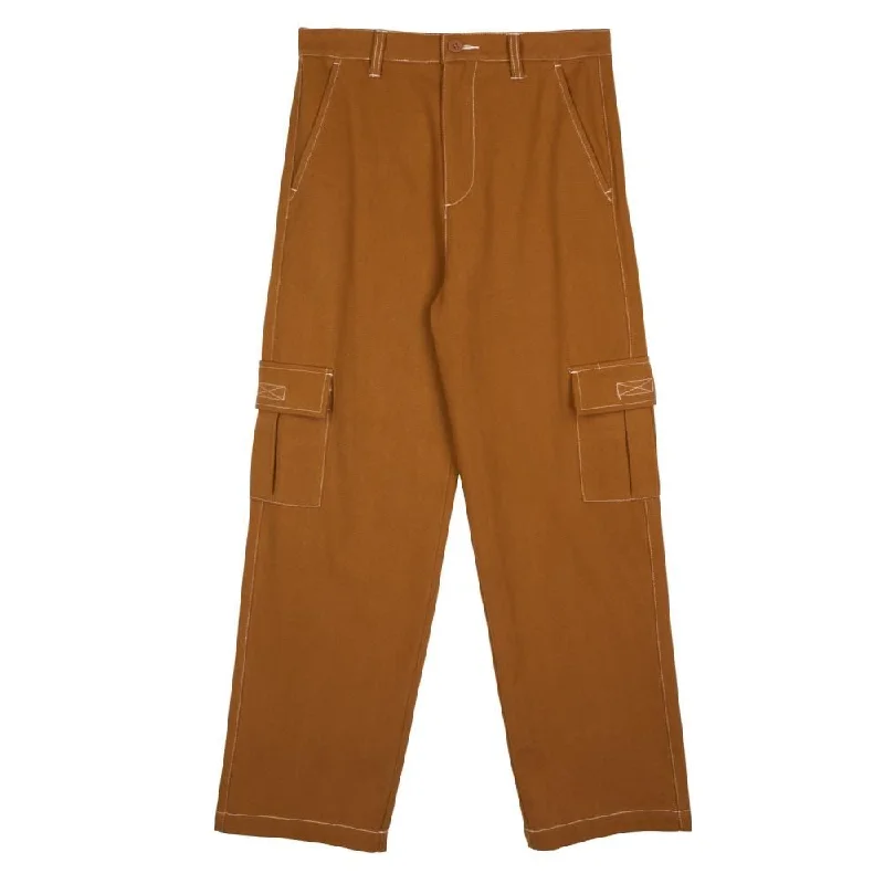 Santa Cruz Womens Pant Nolan Cargo Slouch Pant - Tan / White Stitch Comfortable Denim Trousers