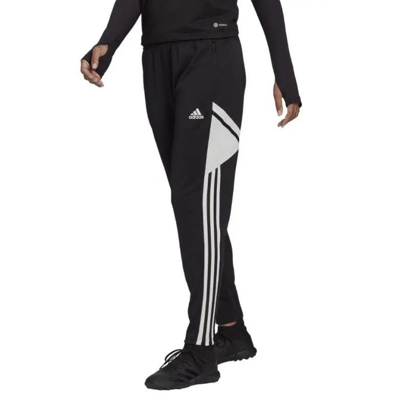 Adidas Women's Condivo 22 Training Pants - Moisture-Wicking, Adjustable Waist, 100% Recycled Polyester, Black High-Waist Jeans