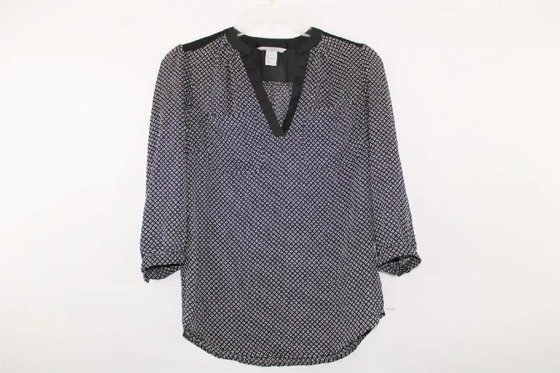 H&M Dotted Black Blouse | Size 4 Stylish Wrap Blouse