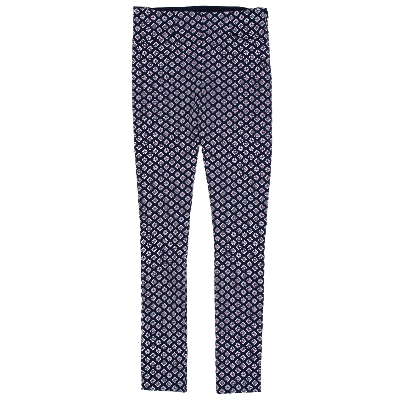 RLX Print Stretch Navy & Rose Womens Golf Pants Fashionable Button-Up Pants