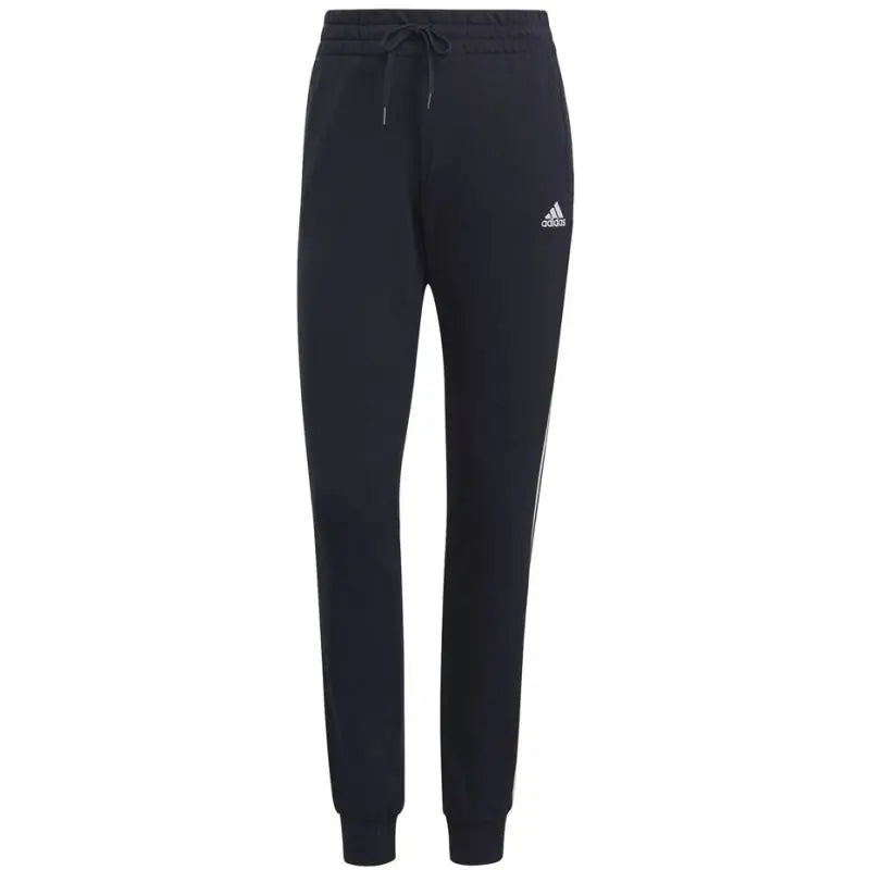 Adidas Women's Essentials Slim Tapered Cuffed Pants with Drawstring, Side Pockets in Navy Blue Relaxed Fit Trousers