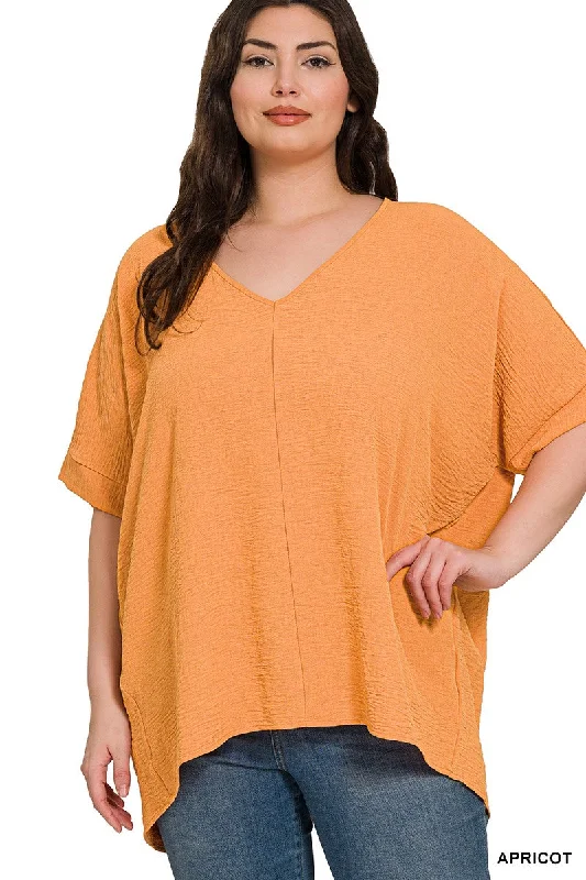 Airflow Dolman Sleeve Blouse -Apricot Delicate Bow Blouse