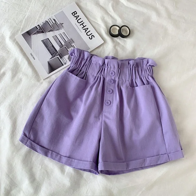 Women High Waist Shorts | Korean Style Short | Cotton Short | Casual Shorts | Street Style Short | Short Pant with Belt | Solid Color Shorts Soft Stretch Pants