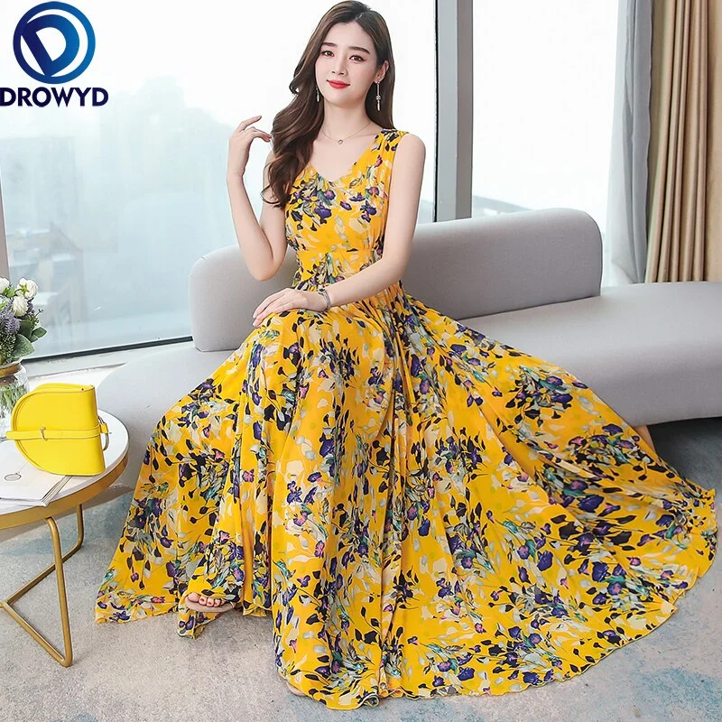 2022 High Quality Vintage Chiffon Boho Maxi Dress Summer Sleeveless v-neck Sexy Sundress Women Elegant Bodycon Party Vestidos Elegant Maxi Dress with Pockets 2022 High Quality Vintage Chiffon Boho Maxi Dress Summer Sleeveless v-neck Sexy Sundress Women Elegant Bodycon Party Vestidos Elegant Maxi Dress with Pockets