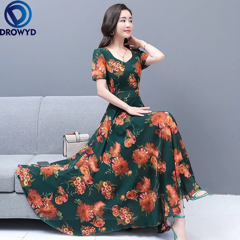 2022 Summer Beach Vacation Floral Chiffon Maxi Dress Vintage Print V-neck Sweet Midi Dress Elegant Women Bodycon Party Vestidos Comfortable Ruffle Maxi Dress 2022 Summer Beach Vacation Floral Chiffon Maxi Dress Vintage Print V-neck Sweet Midi Dress Elegant Women Bodycon Party Vestidos Comfortable Ruffle Maxi Dress