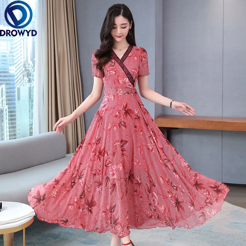 2022 Vintage Boho Red Print Chiffon Lace Beach Long Dress Spring Summer Runway Maxi Dresses Elegant Women Bodycon Party Vestidos Fashionable Sheer Maxi Dress 2022 Vintage Boho Red Print Chiffon Lace Beach Long Dress Spring Summer Runway Maxi Dresses Elegant Women Bodycon Party Vestidos Fashionable Sheer Maxi Dress