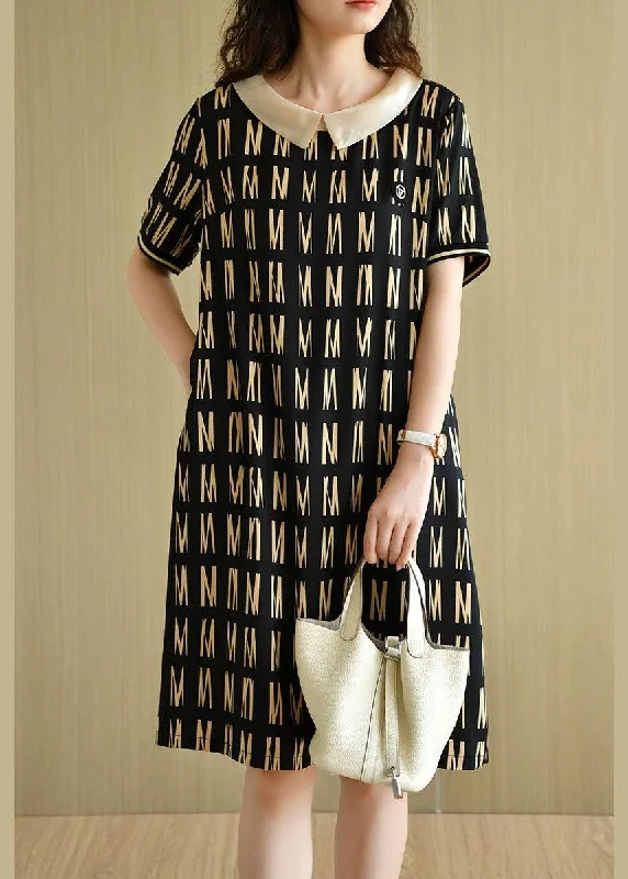 Classy Black Peter Pan Collar Graphic Patchwork Summer Maxi Dress Short Sleeve Classic A-Line Maxi Dress Classy Black Peter Pan Collar Graphic Patchwork Summer Maxi Dress Short Sleeve Classic A-Line Maxi Dress