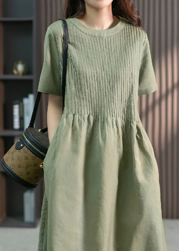 DIY Green O-Neck Wrinkled Solid Linen Maxi Dress Short Sleeve Trendy Satin Maxi Dress DIY Green O-Neck Wrinkled Solid Linen Maxi Dress Short Sleeve Trendy Satin Maxi Dress