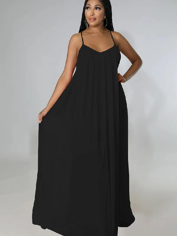 Loose Spaghetti Strap Sleeveless Maxi Dresses Elegant Floral Maxi Dress